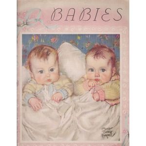 1933 BABIES 938 12"x9" Sewn Linen Book of Paintings by MAUD TOUSEY FANGEL